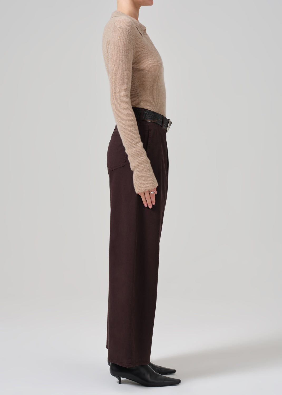 Petra Pleated Trouser in Clove side