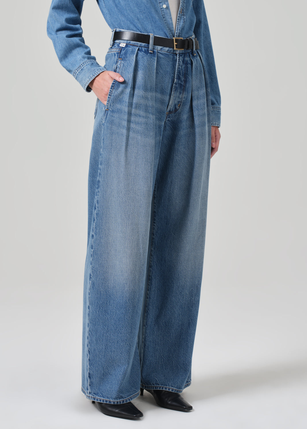 Petra Pleated Trouser in Nensi close front