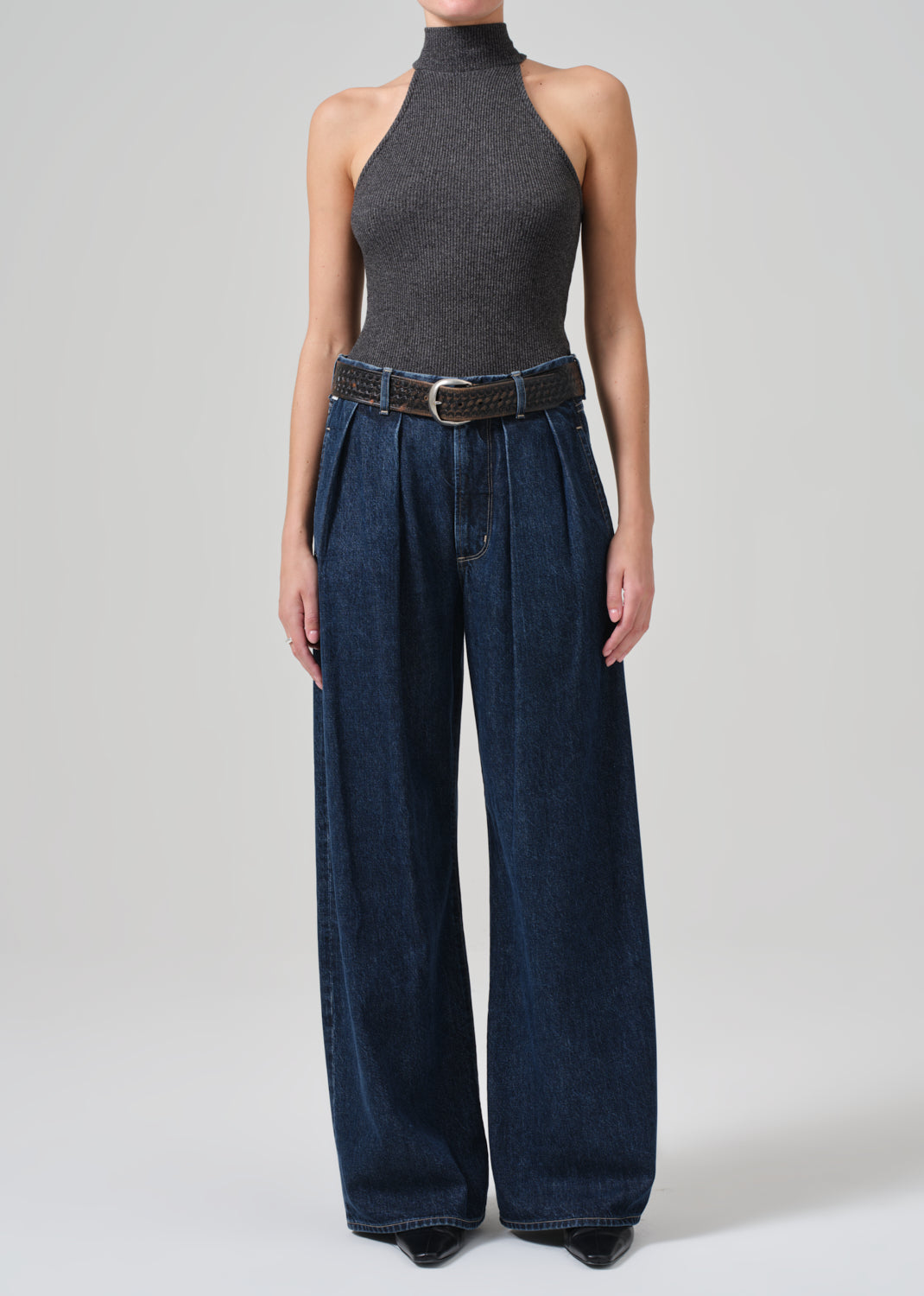 Petra Pleated Trouser in Eden front