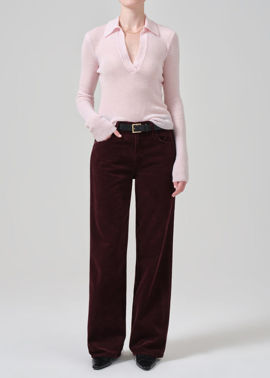 Annina High Rise Wide Leg 30" Corduroy in Bordeaux front