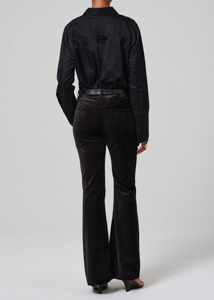 Lilah Flare With Welt Pocket Velvet in Black back