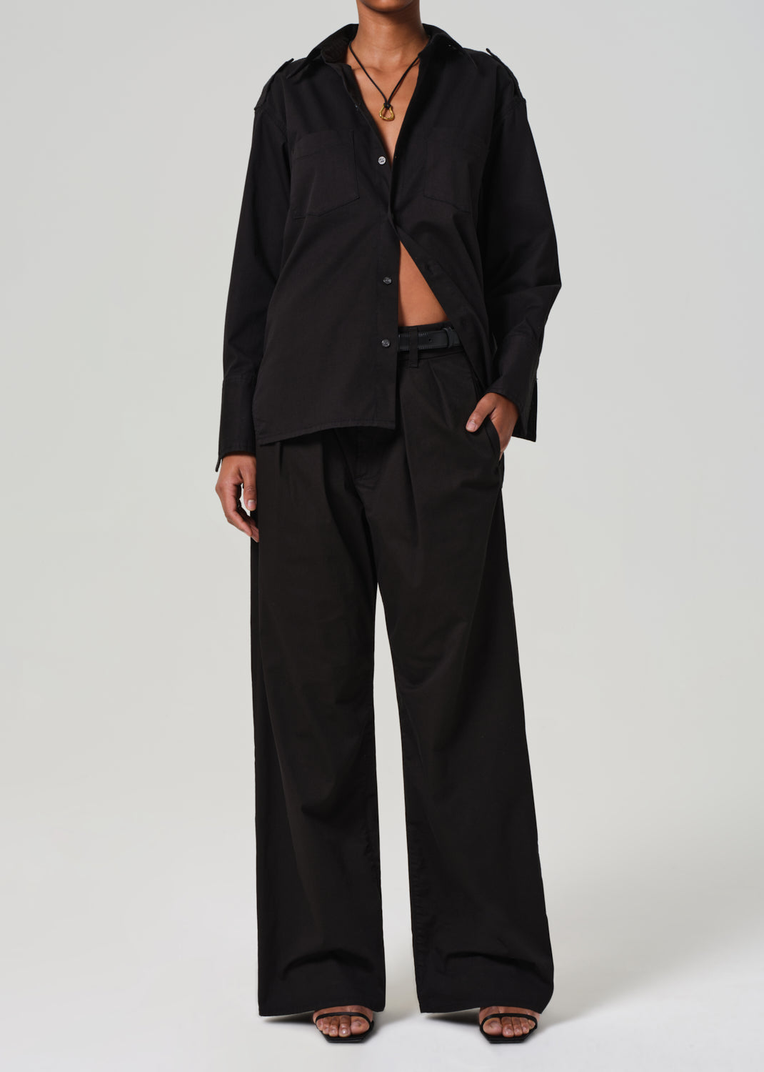 Petra Pleated Trouser in Black front