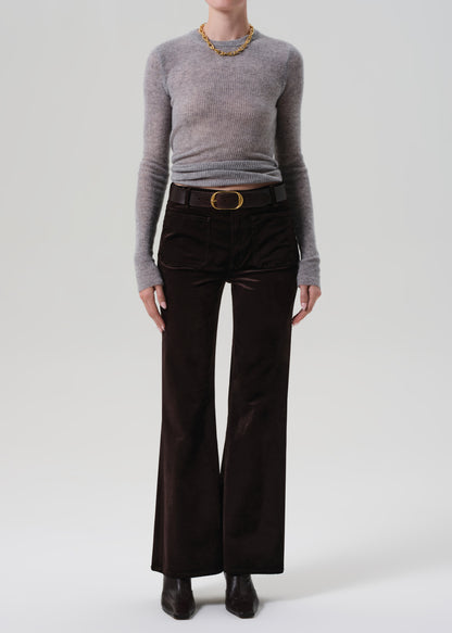 Kimberly Patch Pocket Flare Velvet in Espresso