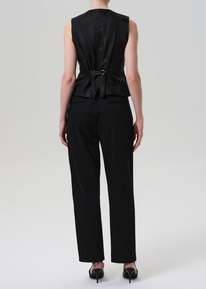 Black sleeveless top and pants set on a white background