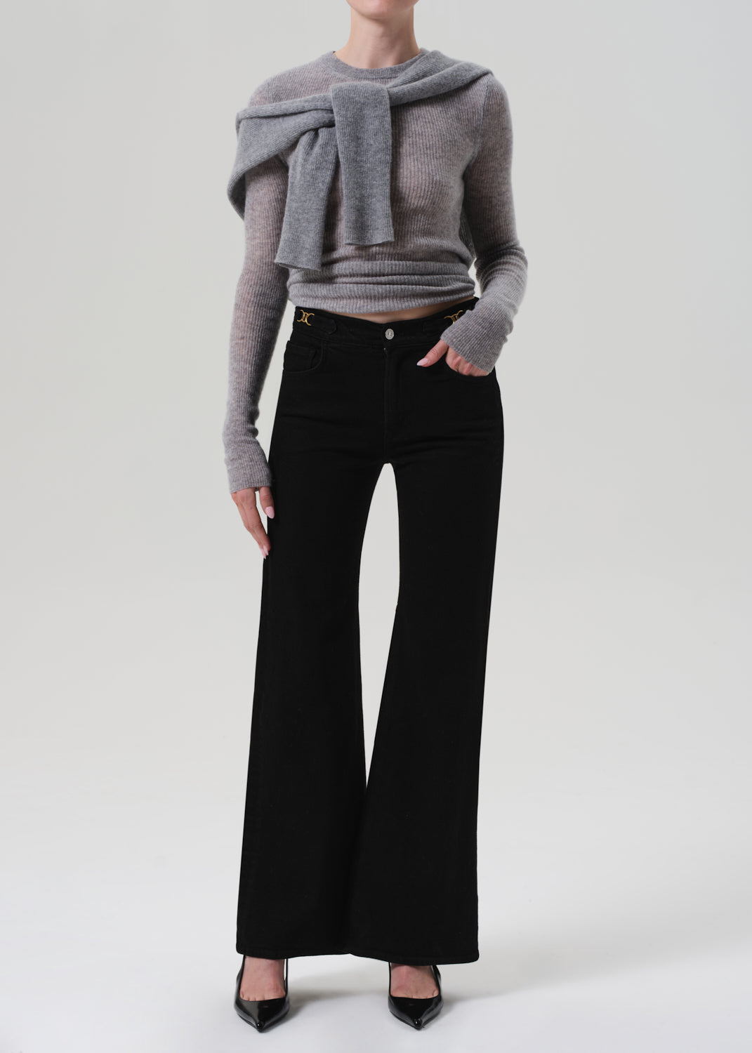 Kimberly Flare With Horsebit in Rich Black