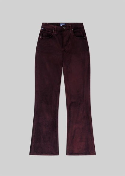 Kimberly 70's Flare Velvet in Burgundy