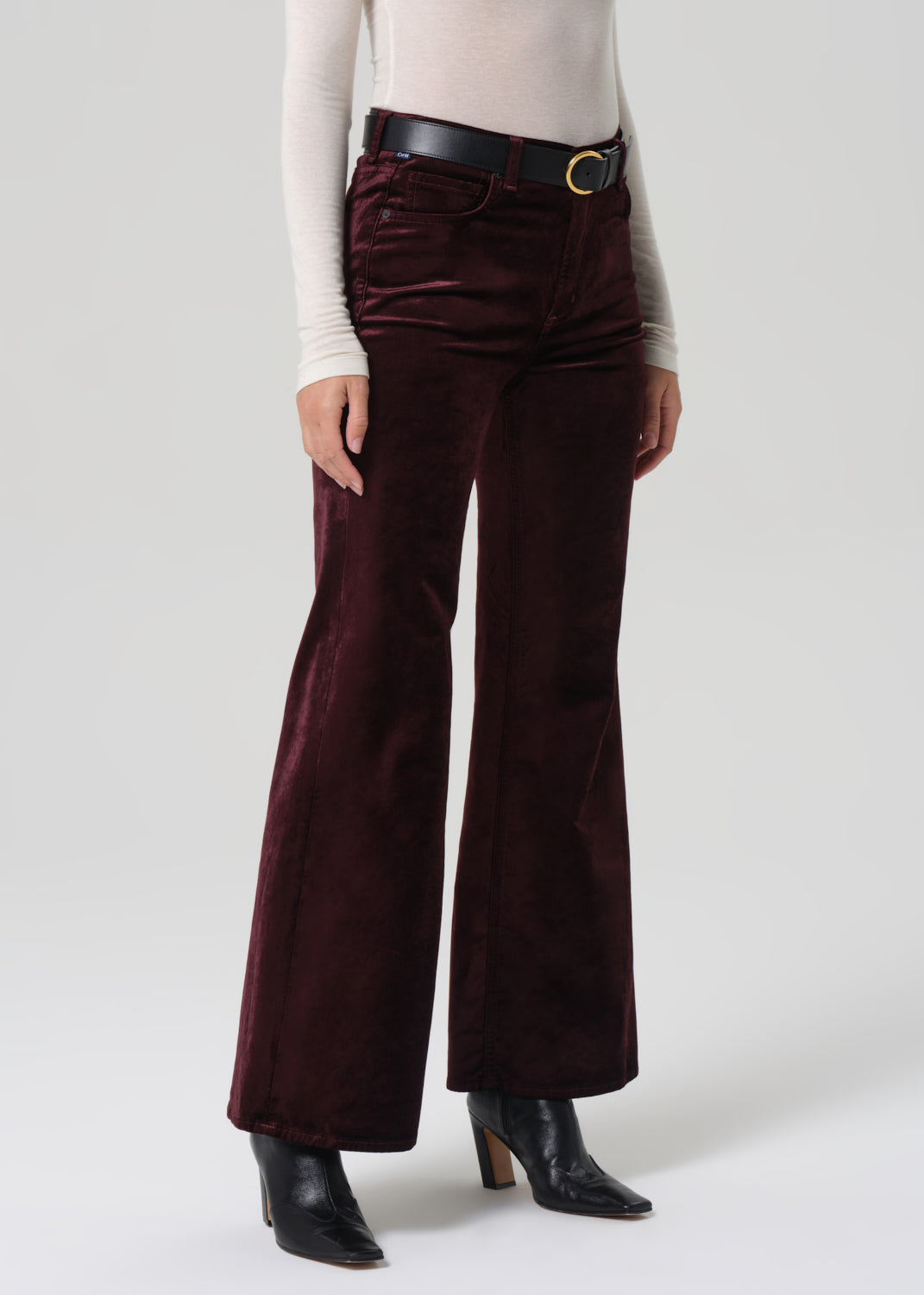 Kimberly 70's Flare Velvet in Burgundy