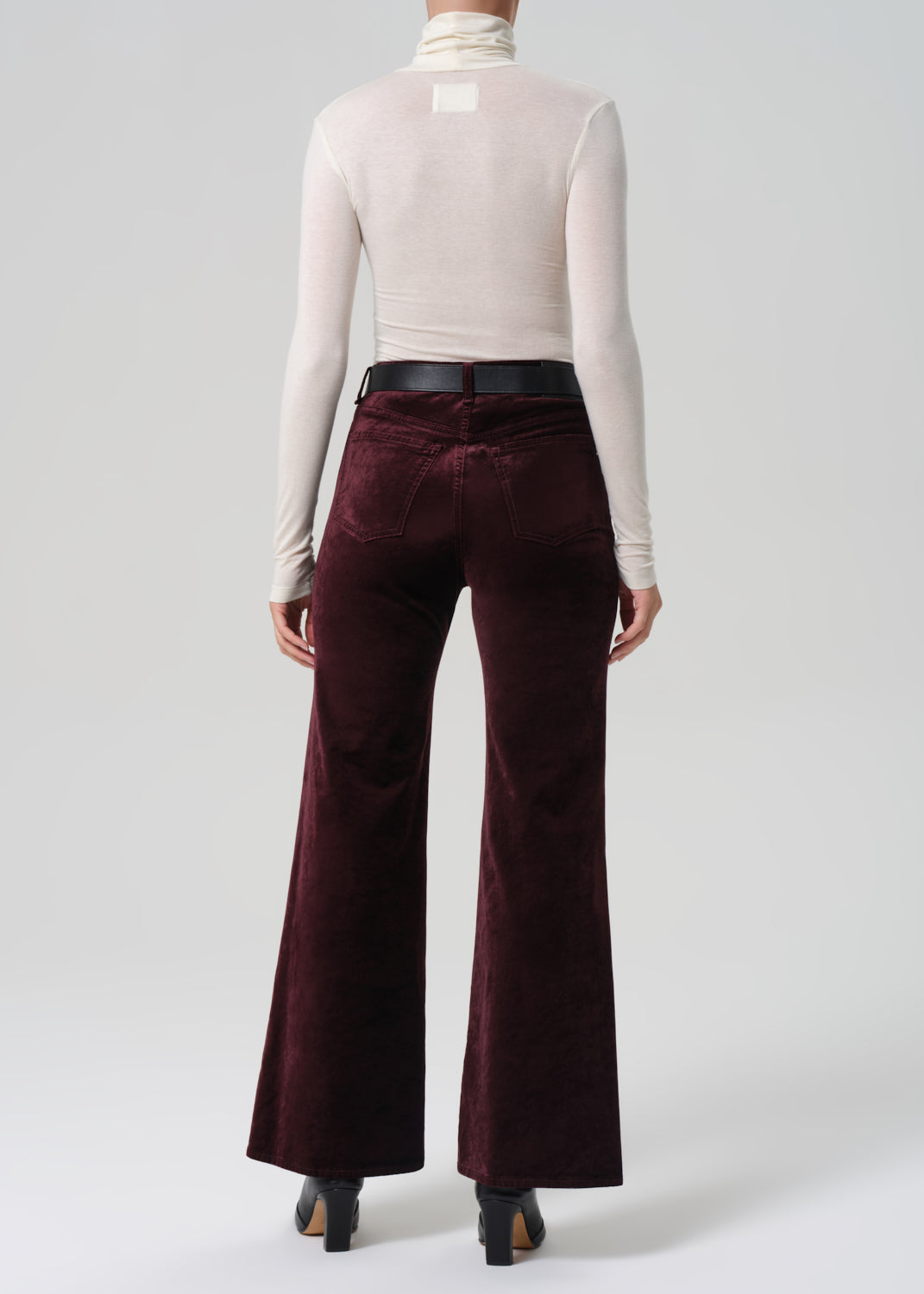 Kimberly 70's Flare Velvet in Burgundy