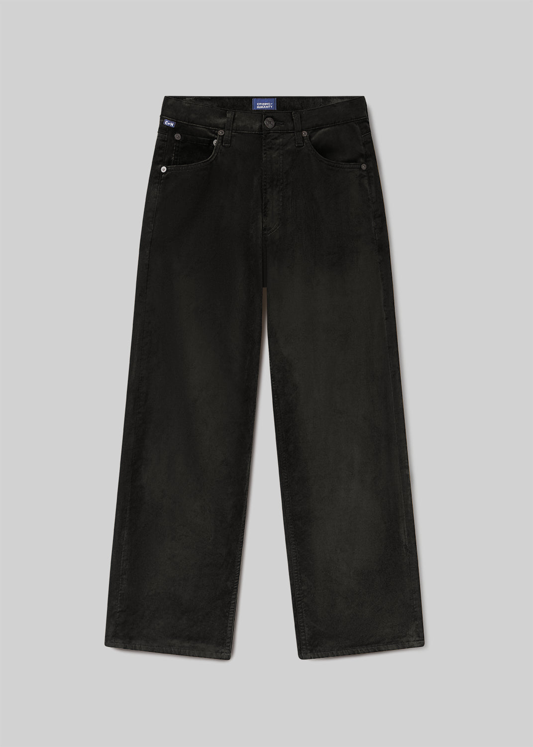 Delfina High Rise Straight Velvet in Olive Leaf flat