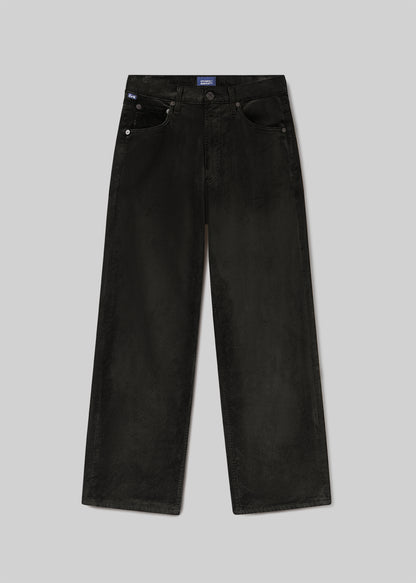 Delfina High Rise Straight Velvet in Olive Leaf flat