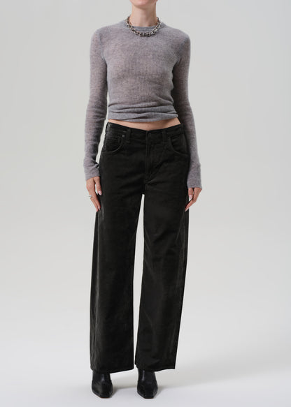 Ayla Baggy Velvet in Olive Leaf