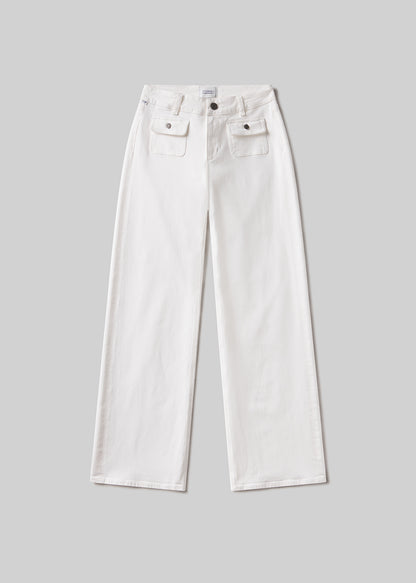Nora Patch Pocket Trouser in Soft White flat
