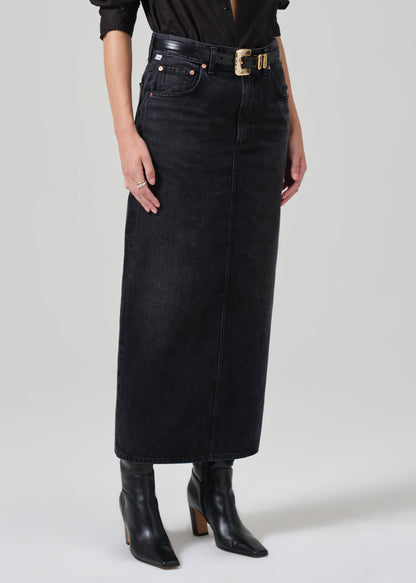 Verona Column Skirt in Mezzanote close front