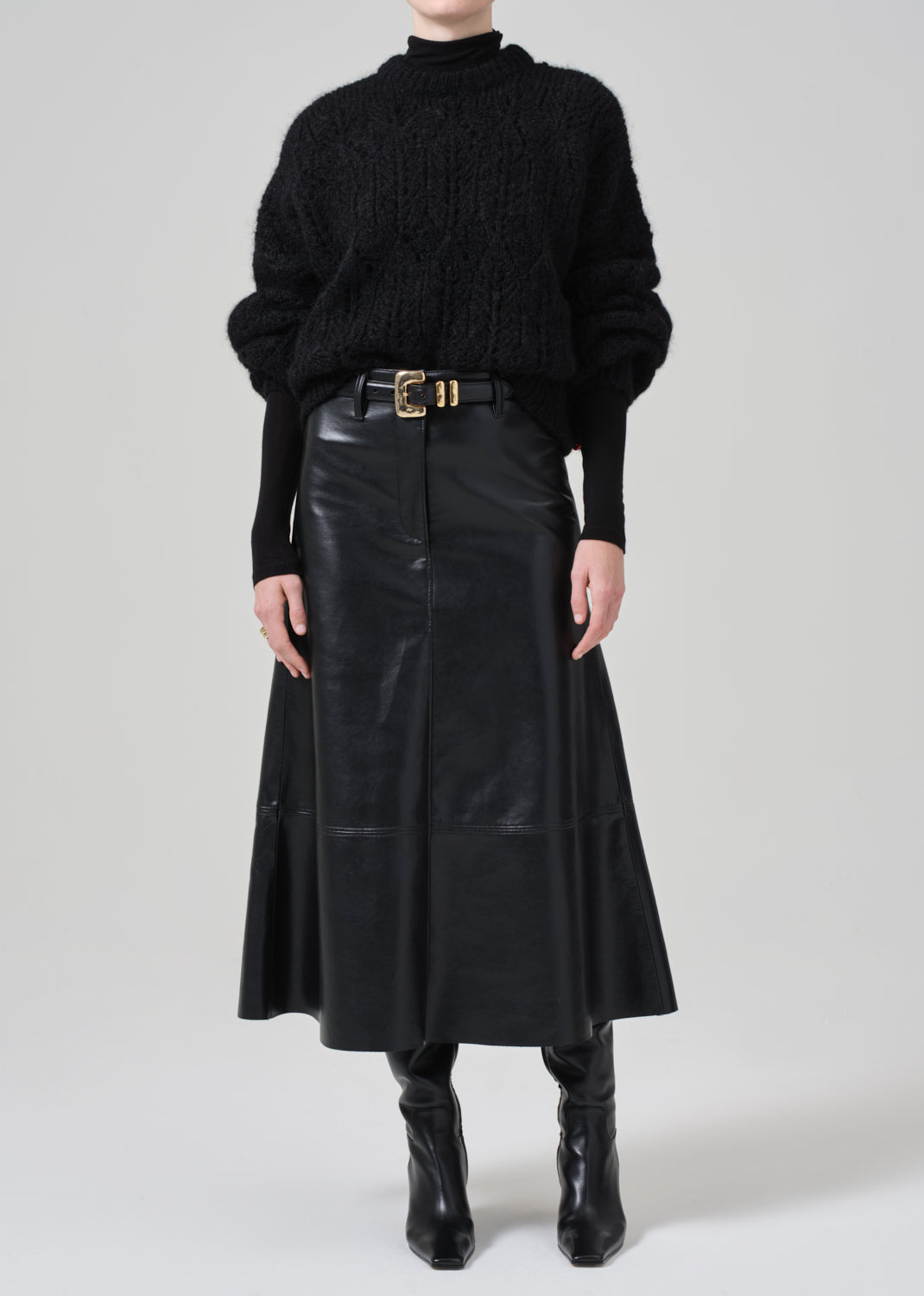 Cassia Leather Skirt in Black front