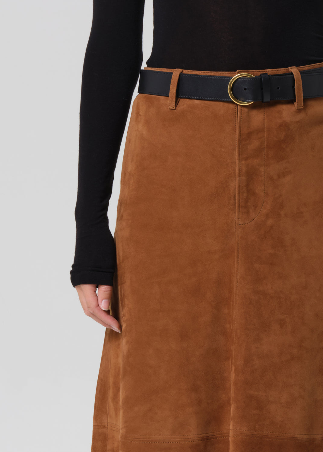 Cassia Skirt Suede in Toasted Caramel