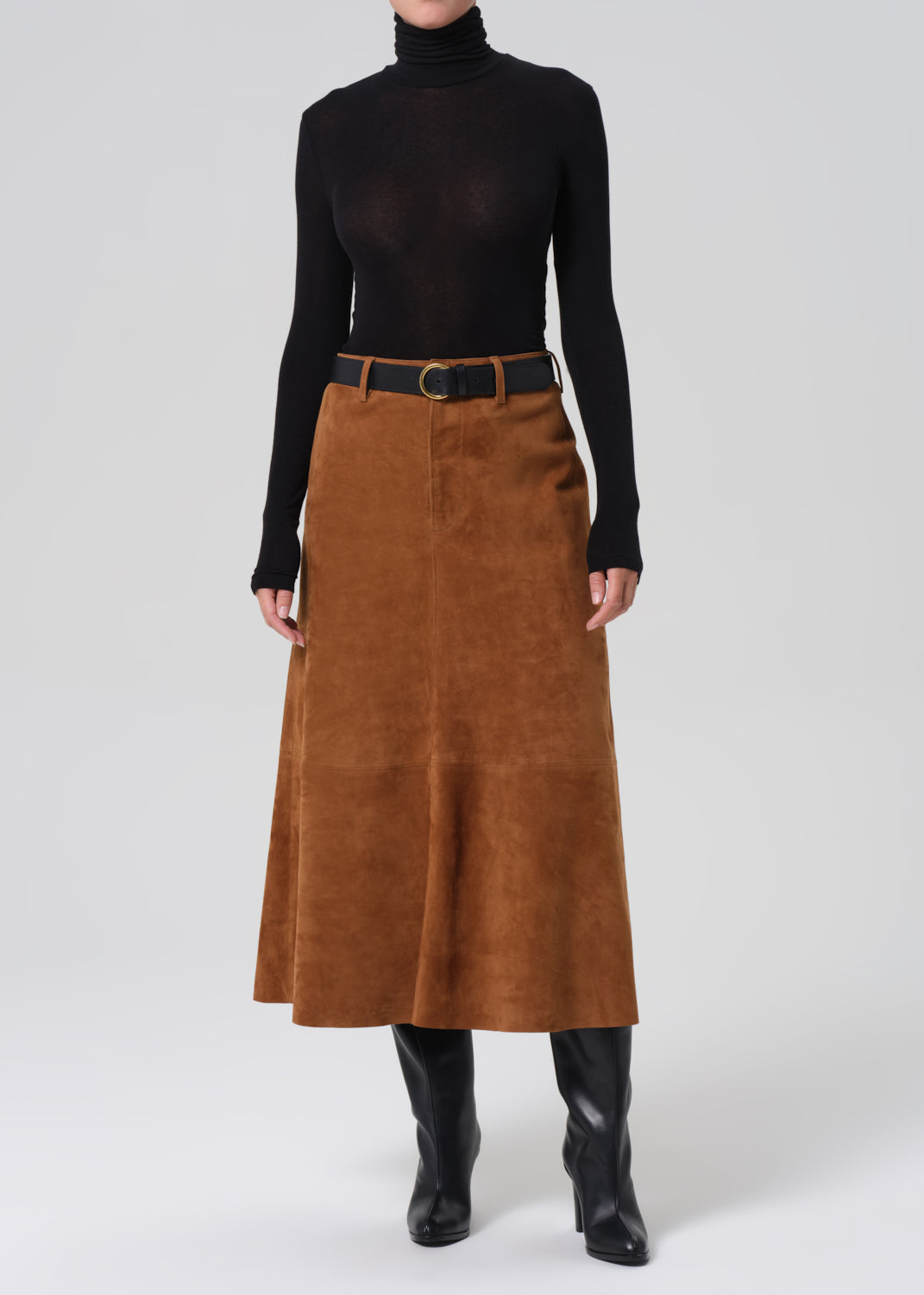 Cassia Skirt Suede in Toasted Caramel