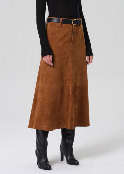 Cassia Skirt Suede in Toasted Caramel