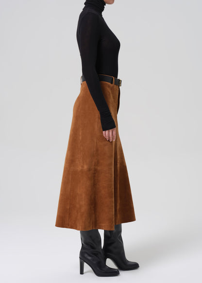 Cassia Skirt Suede in Toasted Caramel