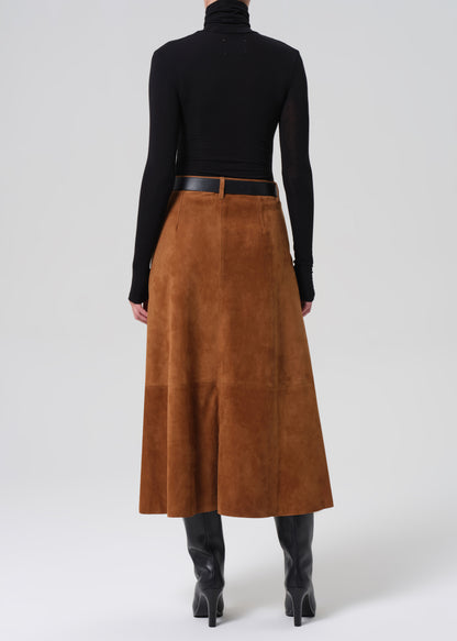 Cassia Skirt Suede in Toasted Caramel