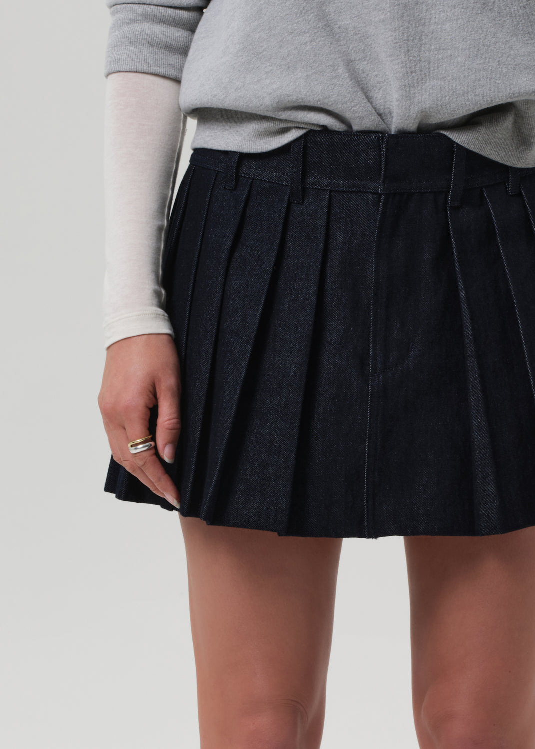 Pleated Mini Skirt in Juno detail