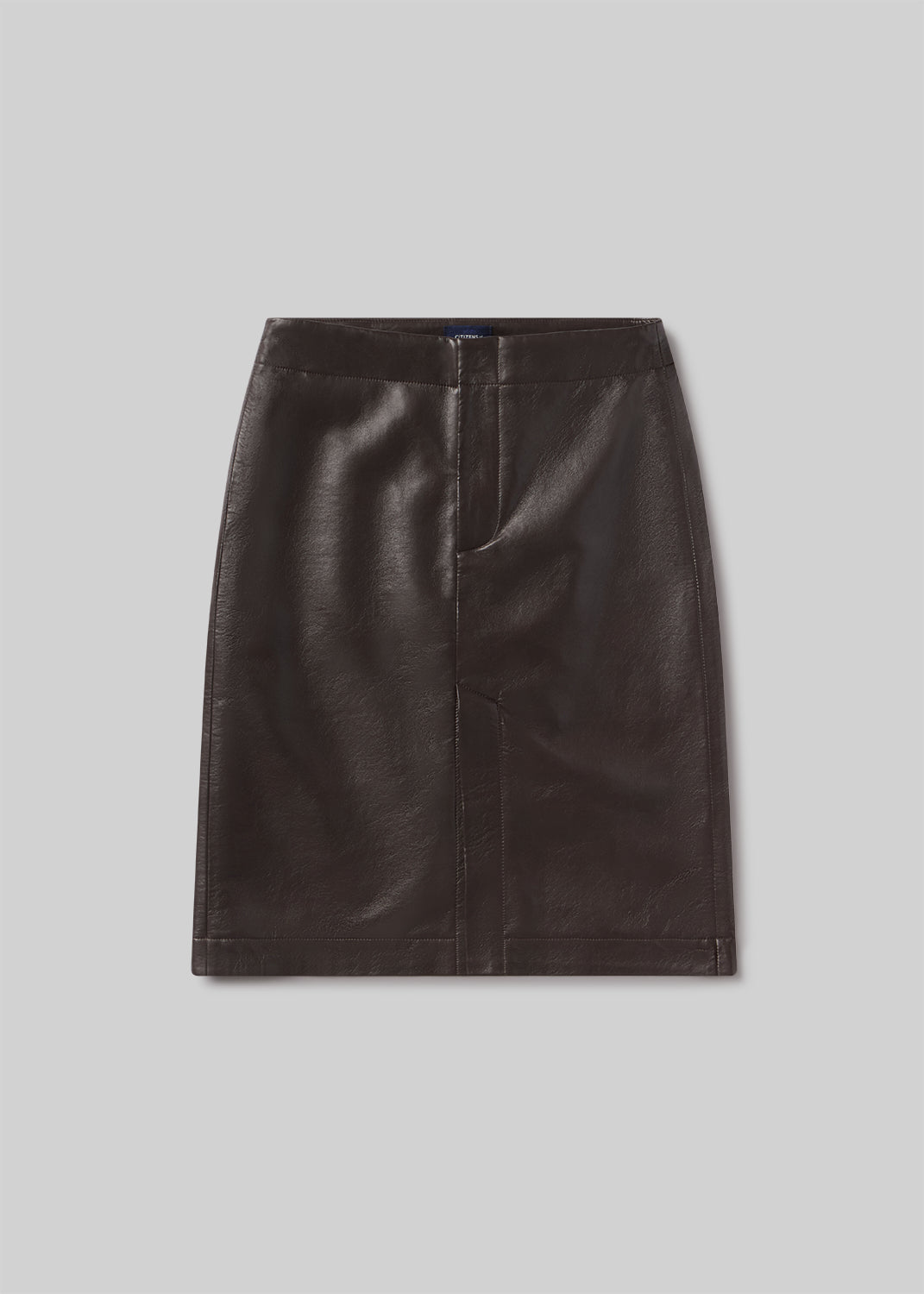 Nara Pencil Skirt Recycled Leather in Chocolate Dark Brown