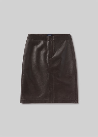 Nara Pencil Skirt Recycled Leather in Chocolate Dark Brown