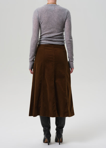 Devin A Line Corduroy Skirt in Manuka