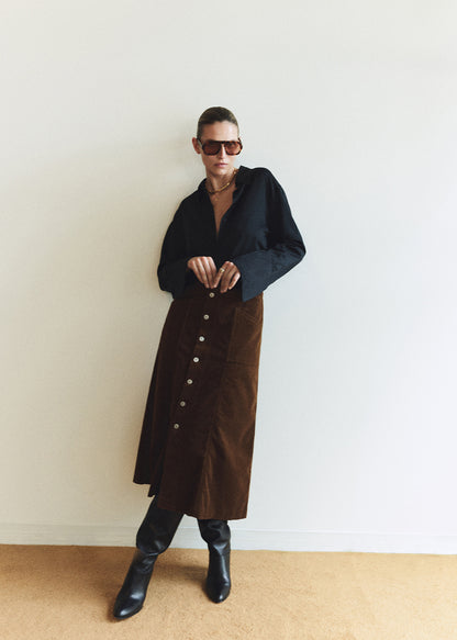 Devin A Line Skirt Corduroy in Manuka