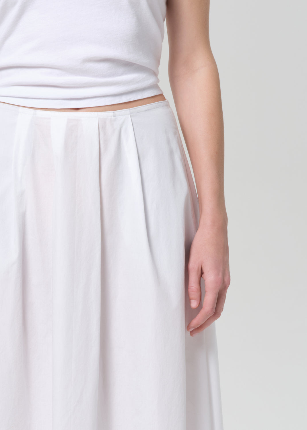 Emi Poplin Skirt in Optic White