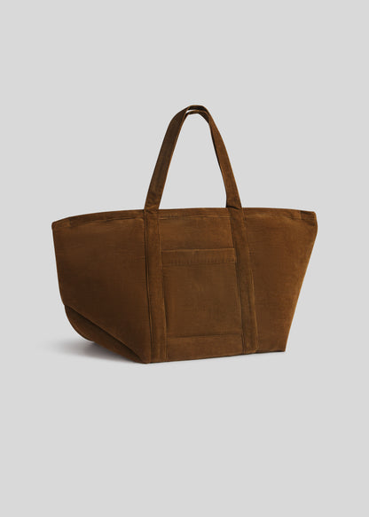 Large H Sculpture Tote Corduroy in Manuka flat