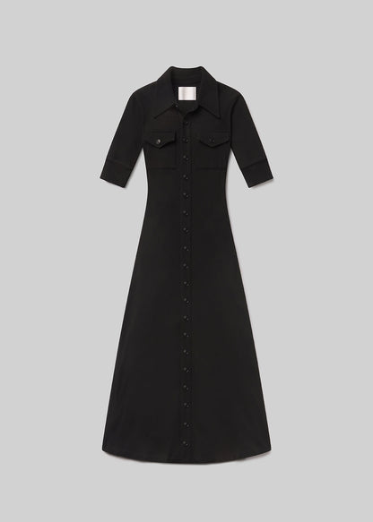 Amina Polo Dress in Black flat