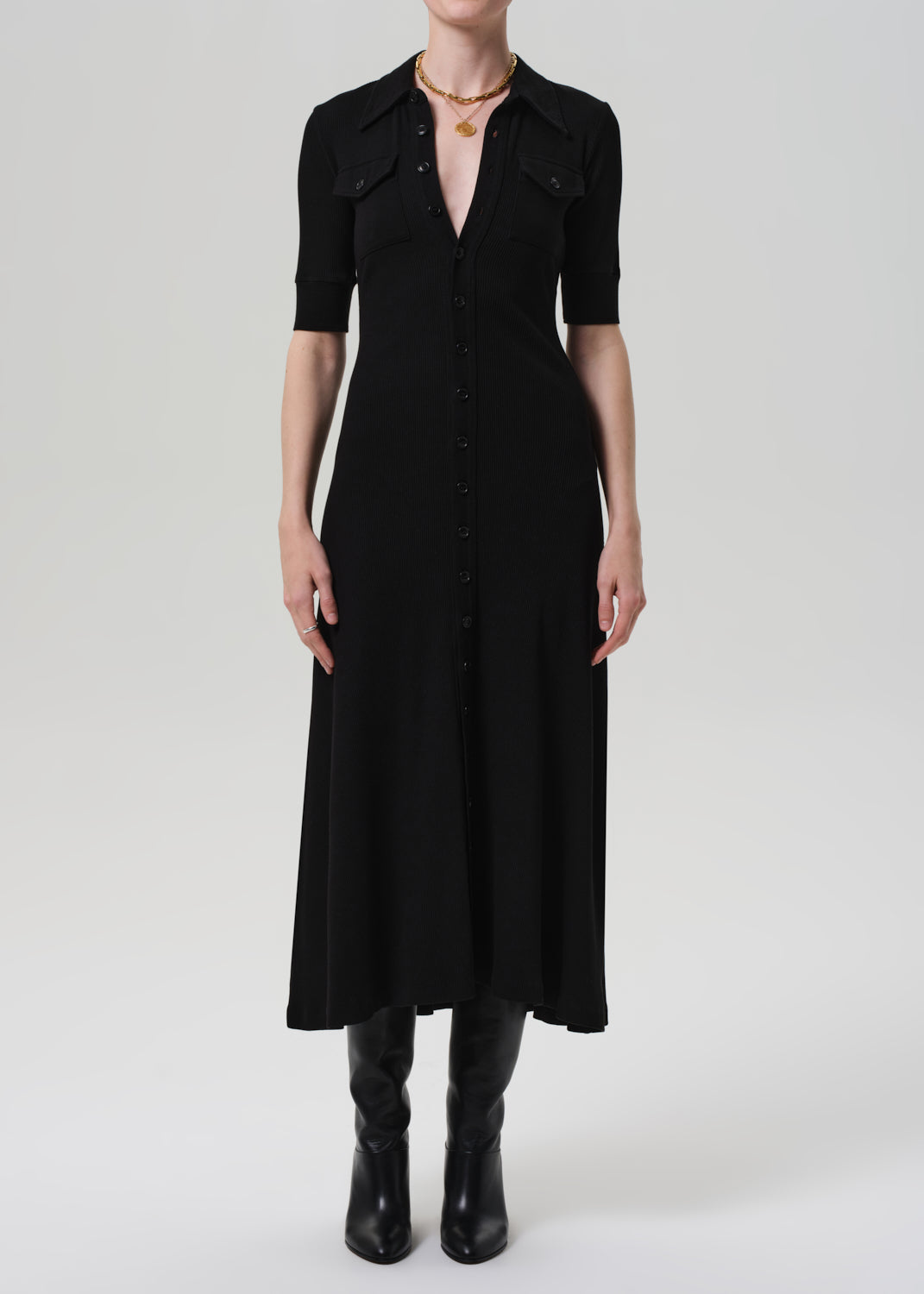 Amina Polo Dress in Black