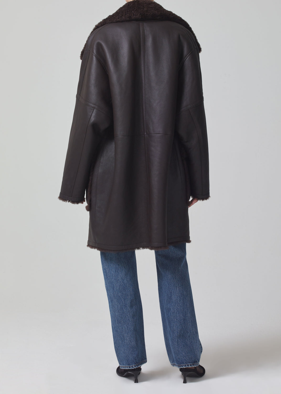 Elodie Shearling Coat in Brown Icelandic Merino back