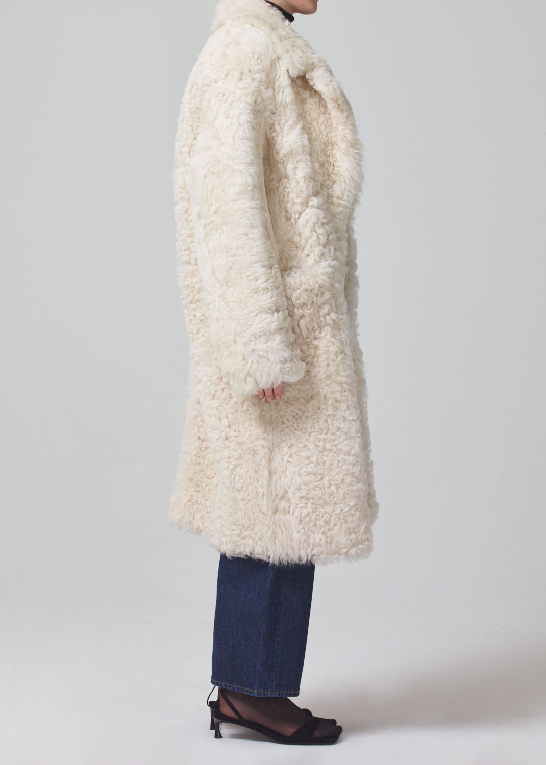 Etta Shearling Coat in Winter White Toscana side