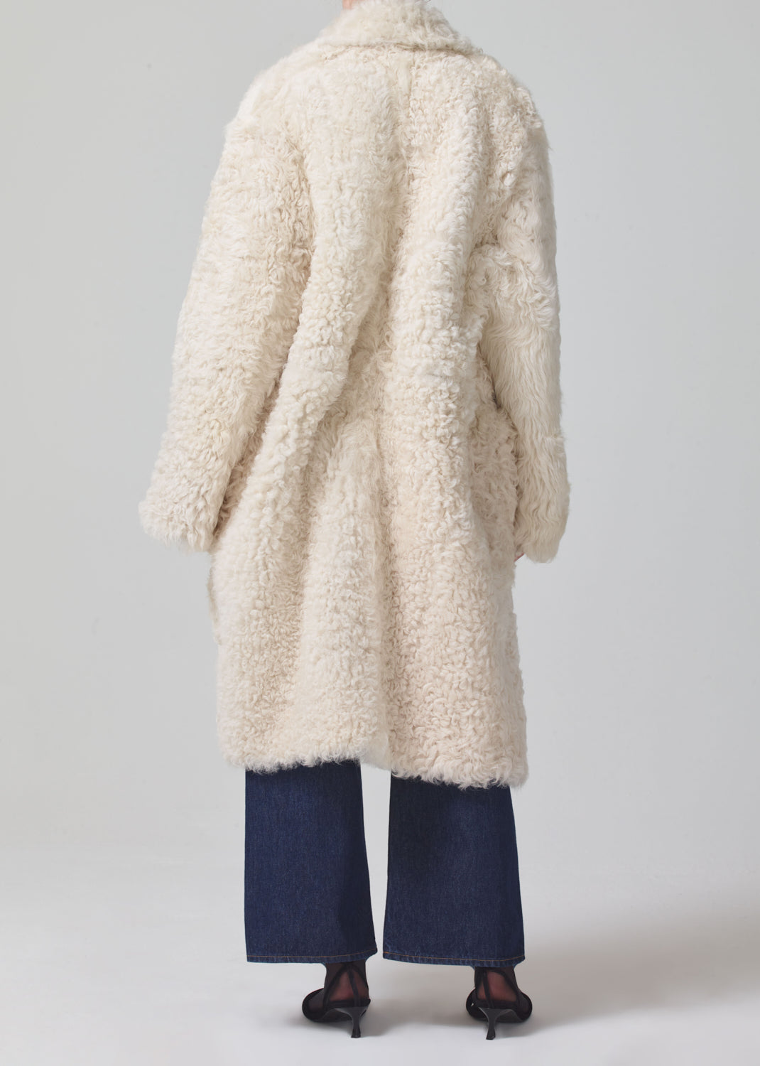 Etta Shearling Coat in Winter White Toscana back