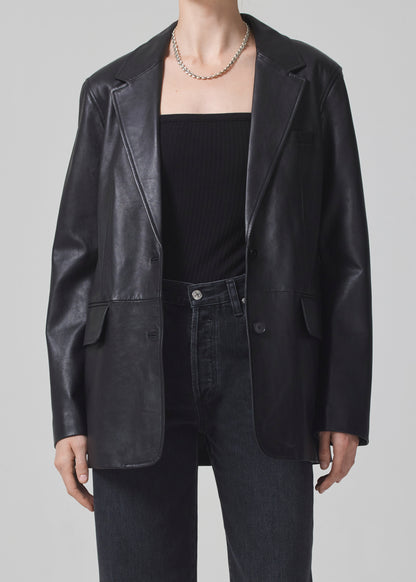 Orla Leather Blazer in Black