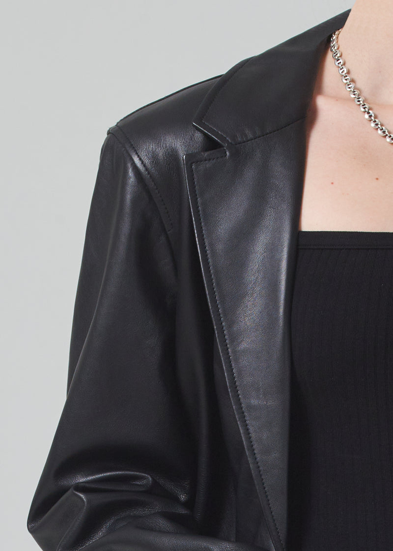 Orla Leather Blazer in Black