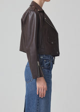 Aria Leather Biker in Bitter Chocolate side