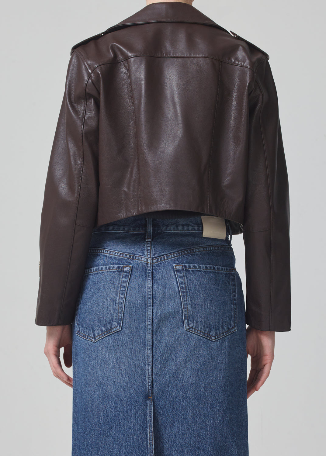 Aria Leather Biker in Bitter Chocolate back