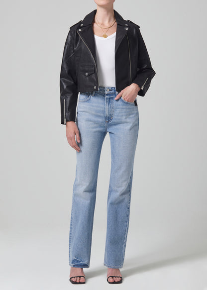 Aria Leather Biker in Black