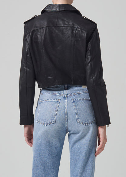 Aria Leather Biker in Black