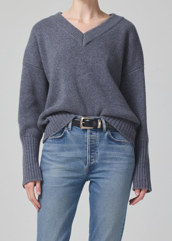 Ana V-Neck Sweater in Heather front