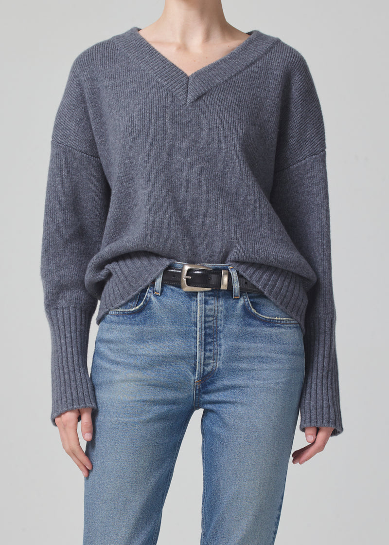 Ana V-Neck Sweater in Heather