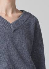 Ana V-Neck Sweater in Heather detail