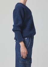 Ana V-Neck Sweater in Indigo
