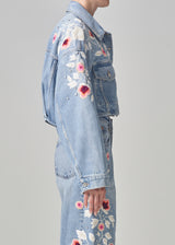 Lena Embroidered Cropped Jacket in Tulip