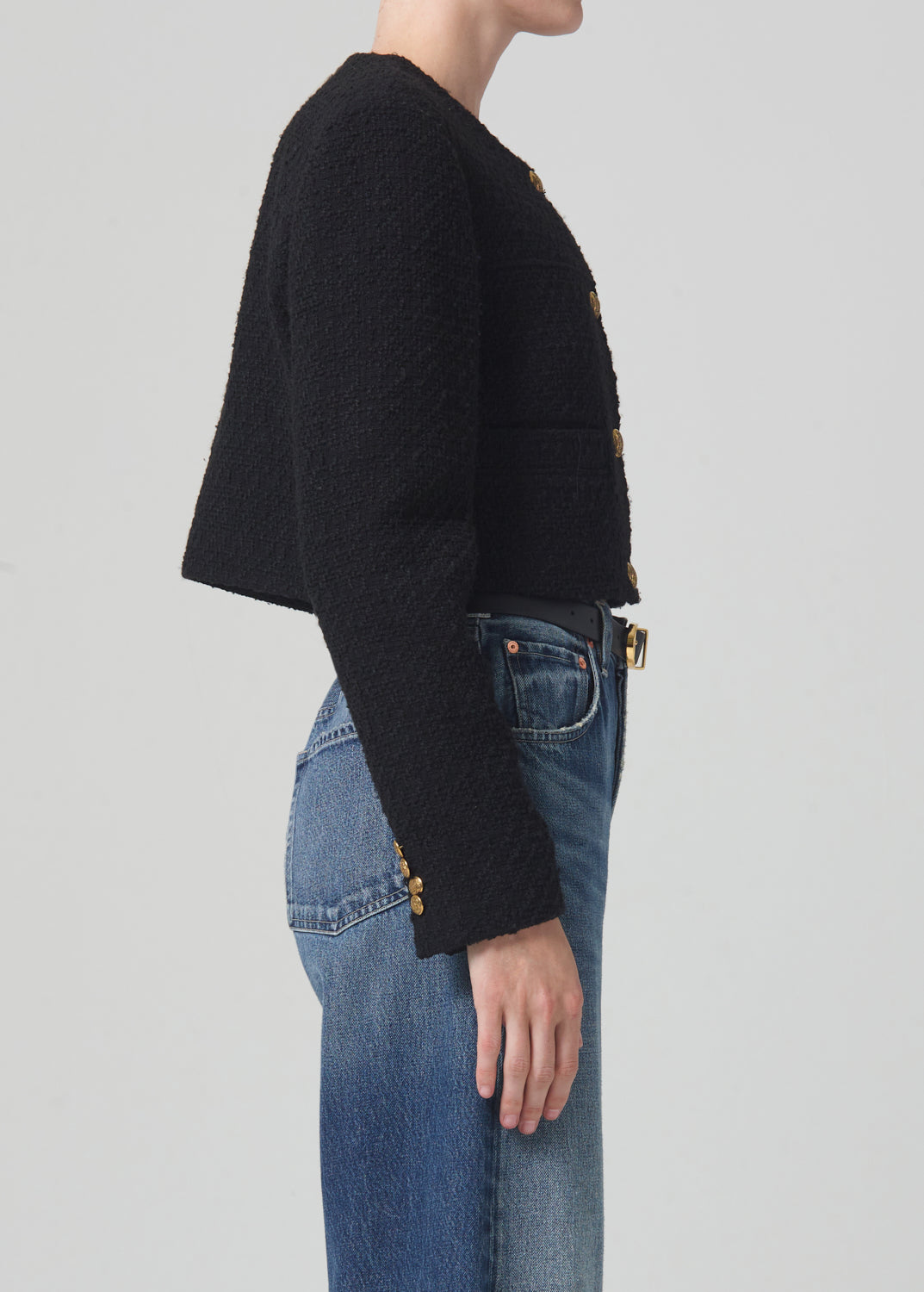 Pia Cropped Jacket in Black