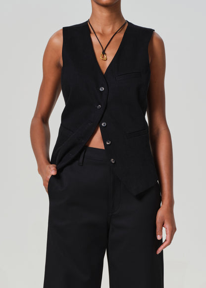 Jasmin Long Vest in Black front