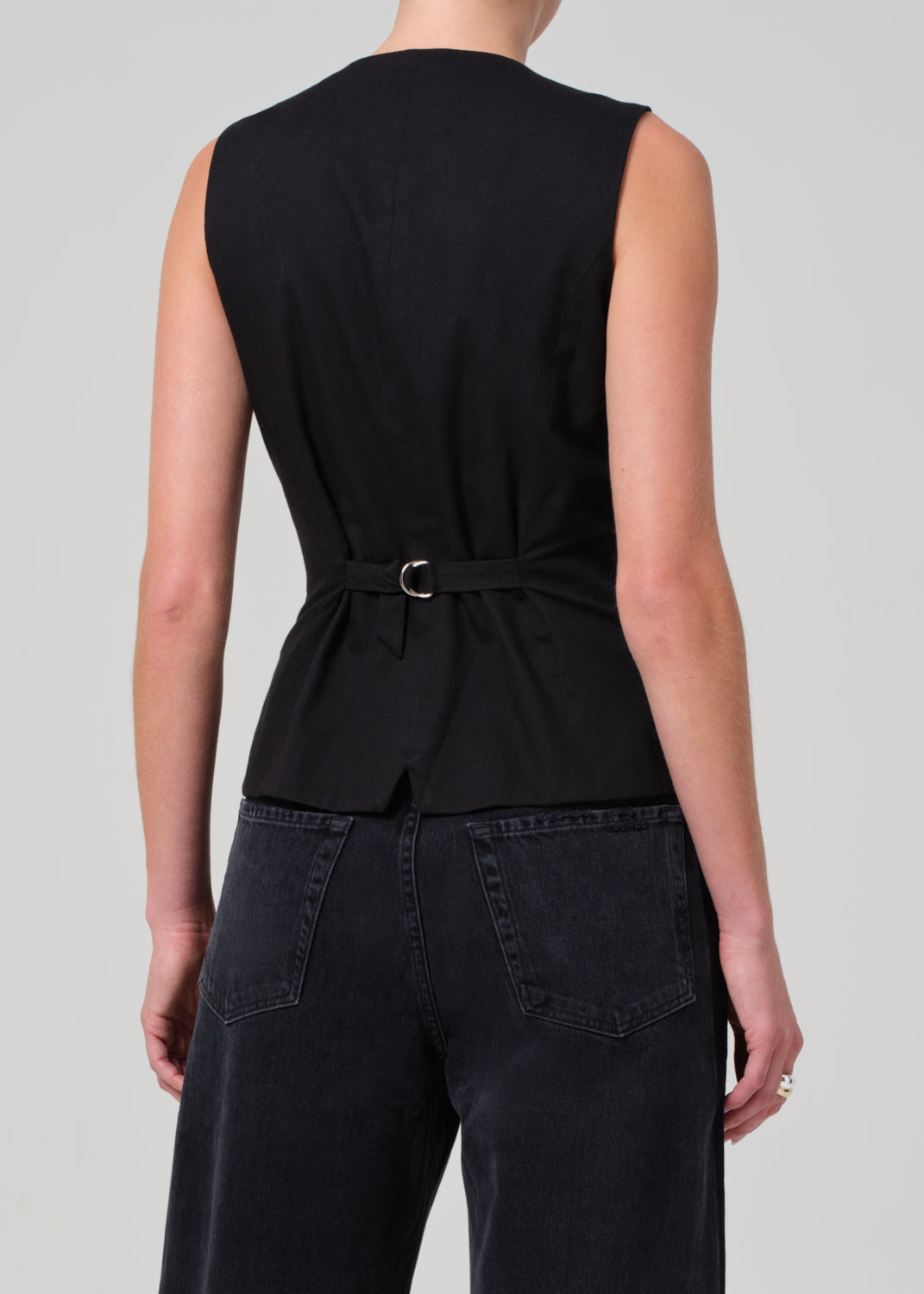 Jasmin Long Vest in Black back