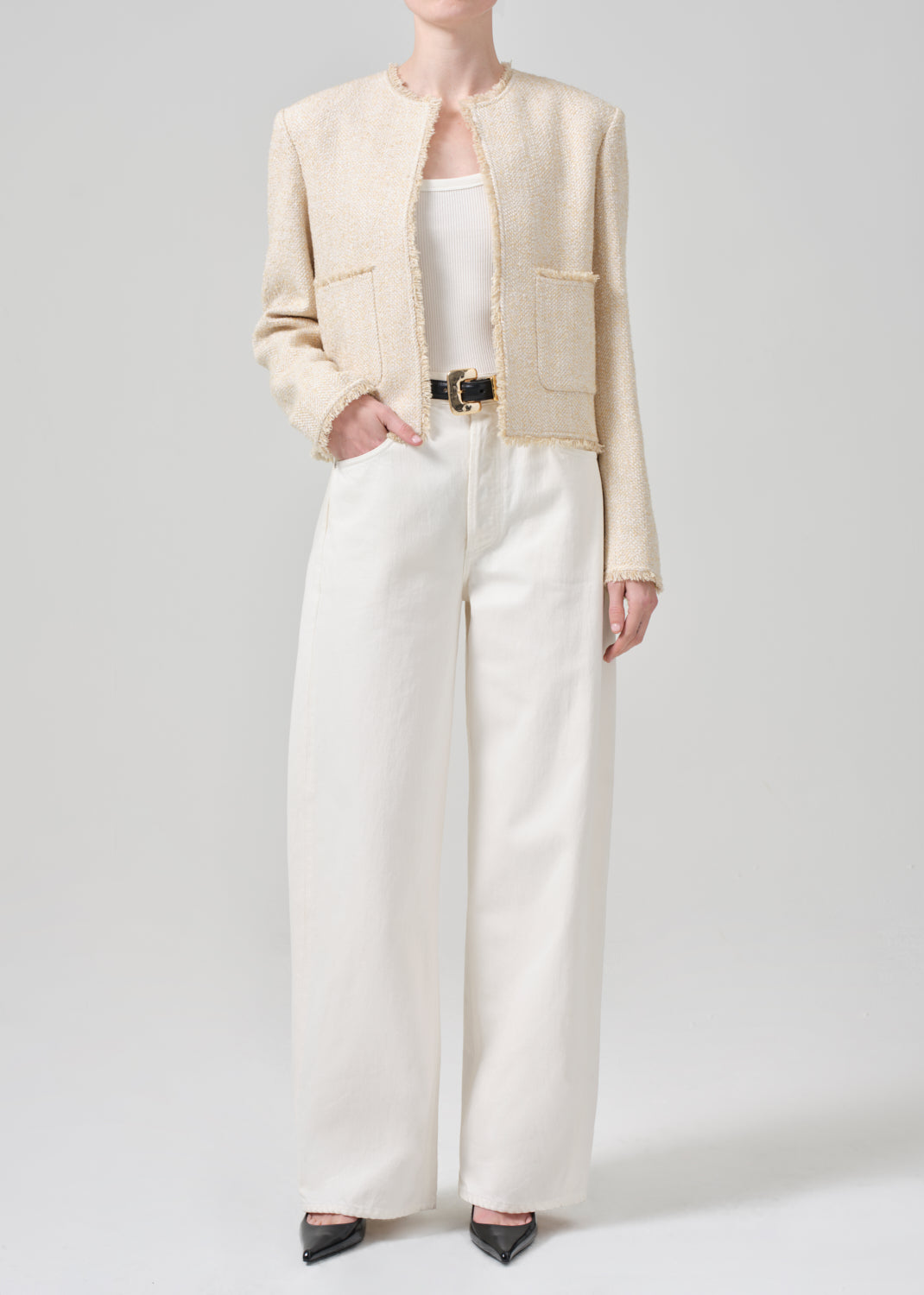 Elana Jacket in Cream full front